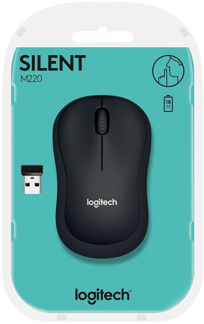 Bezprzewodowa Myszka Logitech M220 Silent Czarna 2.4GHz DO DOMU BIURA PRACY 1