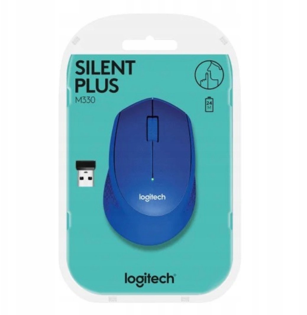 Mysz Bezprzewodowa Logitech M330 Silent Plus Niebieska 1000 DPI USB 2,4GHz 1