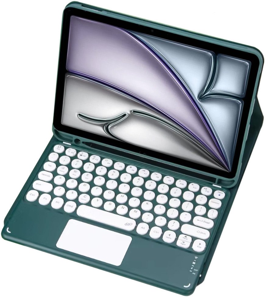 Etui z klawiaturą Bluetooth touchpad do iPad Air 11 Gen6 (Zielone) 1
