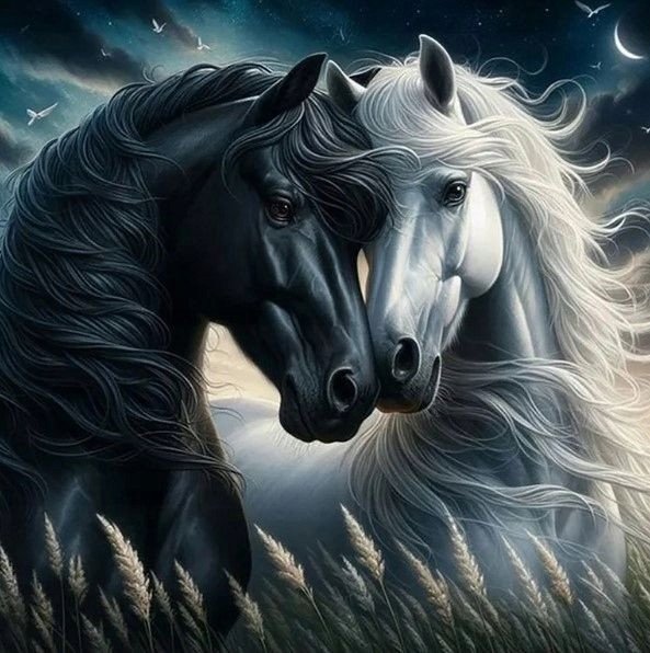 *****Diamentowa mozaika konie biały 2002223 22237 1