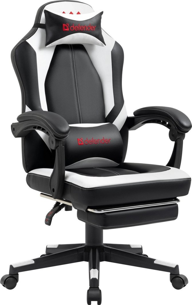 FOTEL DEFENDER APOLLO BIAŁO-CZARNY GAMING 1
