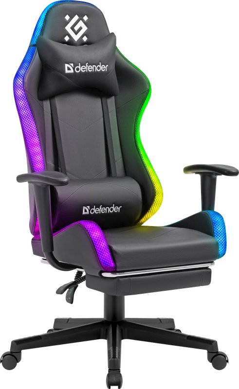 FOTEL DEFENDER WATCHER CZARNY RGB GAMING 1