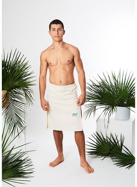 Kilt męski do sauny z gumką 100% bawełna OEKO-TEX Standard YEYE Made in Nature Biały XL 1