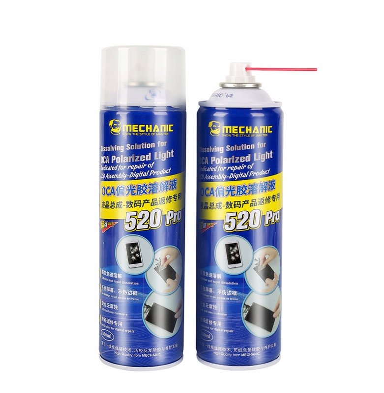 MECHANIC 520 PRO ZMYWACZ DO USUWANIA KLEJU OCA POLARYZATORA LCD SPRAY 550ML 1