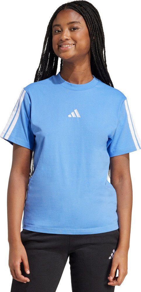 Koszulka damska adidas Essentials 3-Stripes Cotton jasnoniebieska JV7361 XS 1