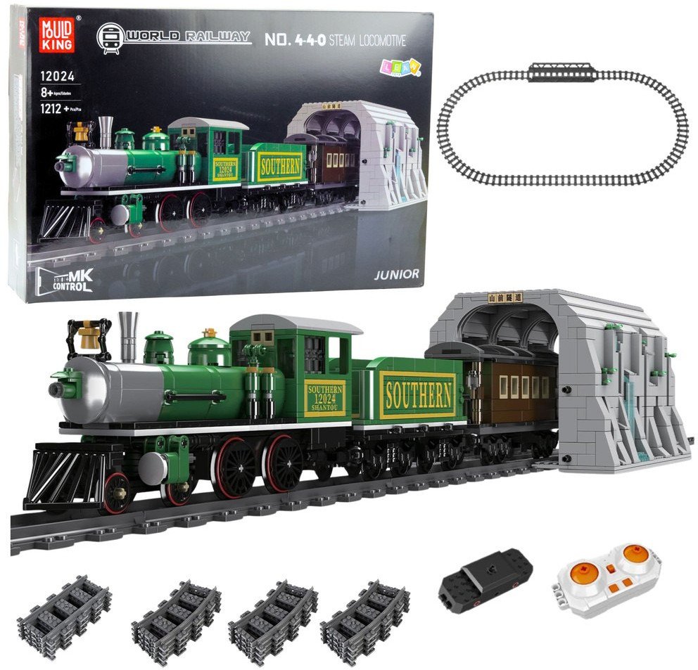 Klocki Konstrukcyjne Pociąg Parowy Zdalnie Sterowany RC Zielony 1212 el. LEAN Toys