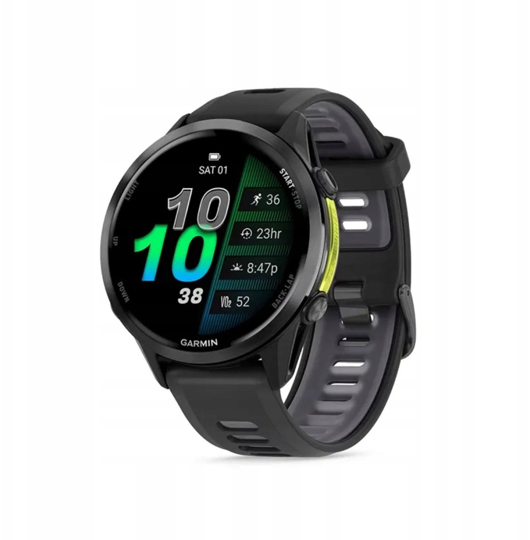 Garmin Forerunner® 970 Carbon Grey DLC Titanium with Black Case and Black/Translucent Whitestone Band 1