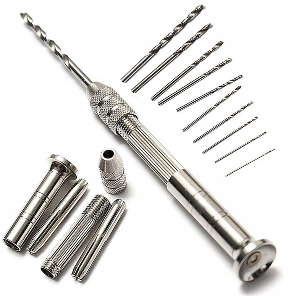RĘCZNA MINI WIERTARKA DOCISKOWA 10 WIERTŁ 0,8-3MM DREWNO PLASTIK DIY 1