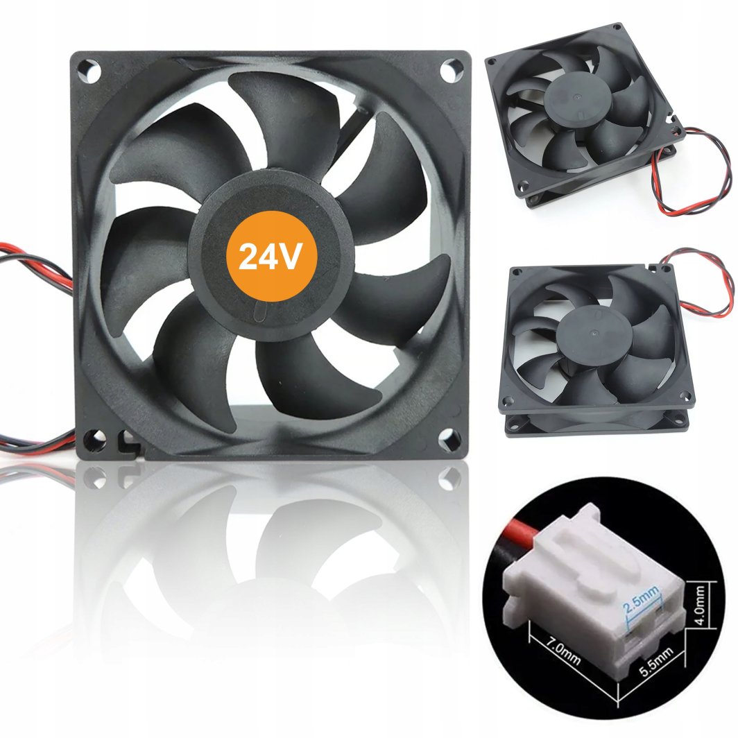 ROSFIX WENTYLATOR 80X80X25 2PIN 24V DO KOMPUTERÓW I ELEKTRONIKI CICHY 1