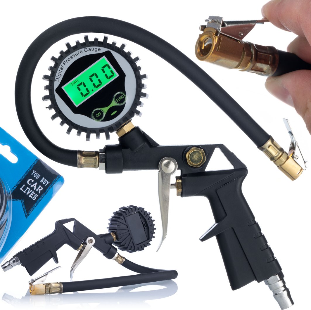 PROFESJONALNY PISTOLET PNEUMATYCZNY DO KÓŁ LCD 0-255 PSI ELEKTRONICZNY HQ 1