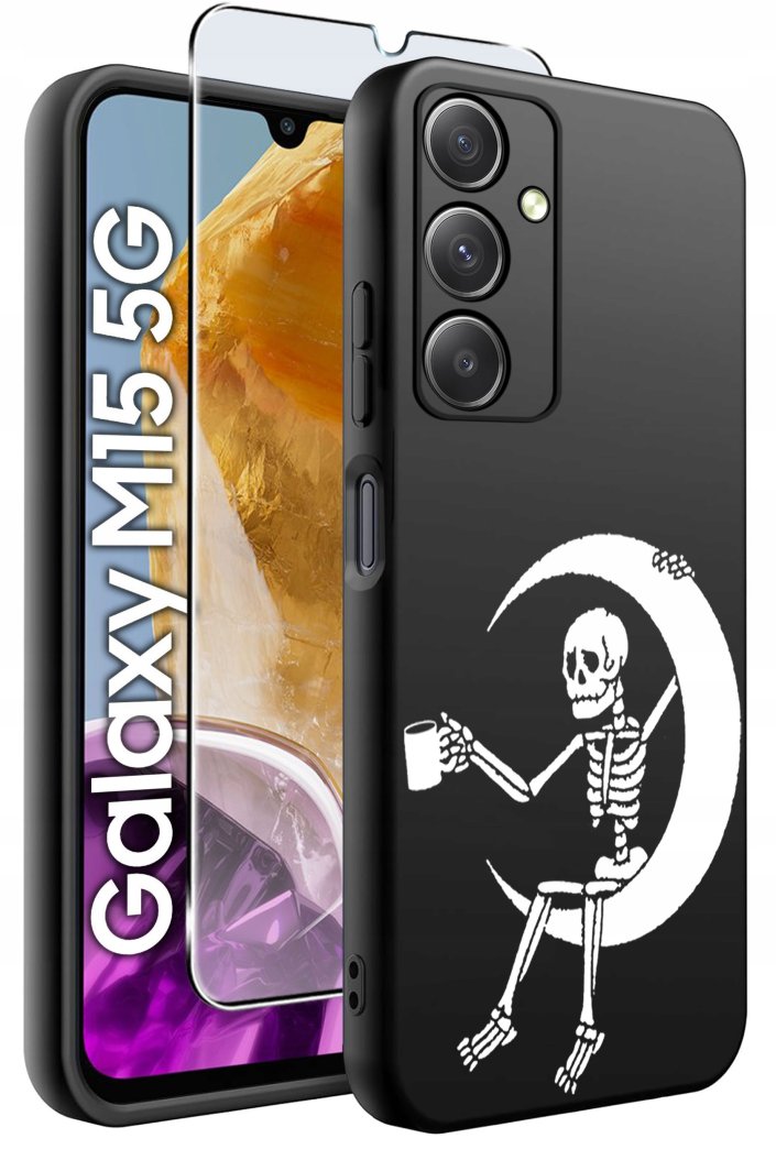 ETUI do Samsung M15 5G WZORY | SILIKONOWE MATT CASE + SZKŁO HARTOWANE 9H 1