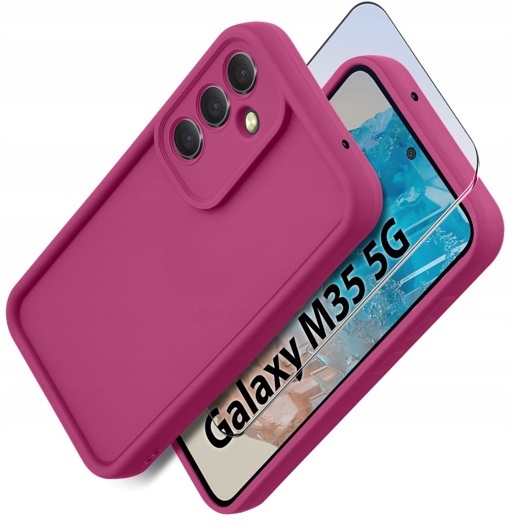 Etui do Samsung M35 5G silikonowe MATOWE + Szkło ochronne na ekran 9H 1