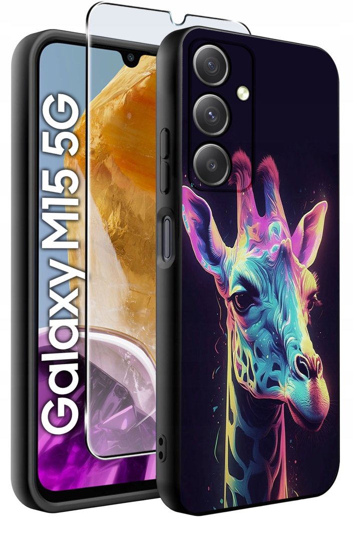 ETUI do Samsung M15 5G WZORY | SILIKONOWE MATT CASE + SZKŁO HARTOWANE 9H 1