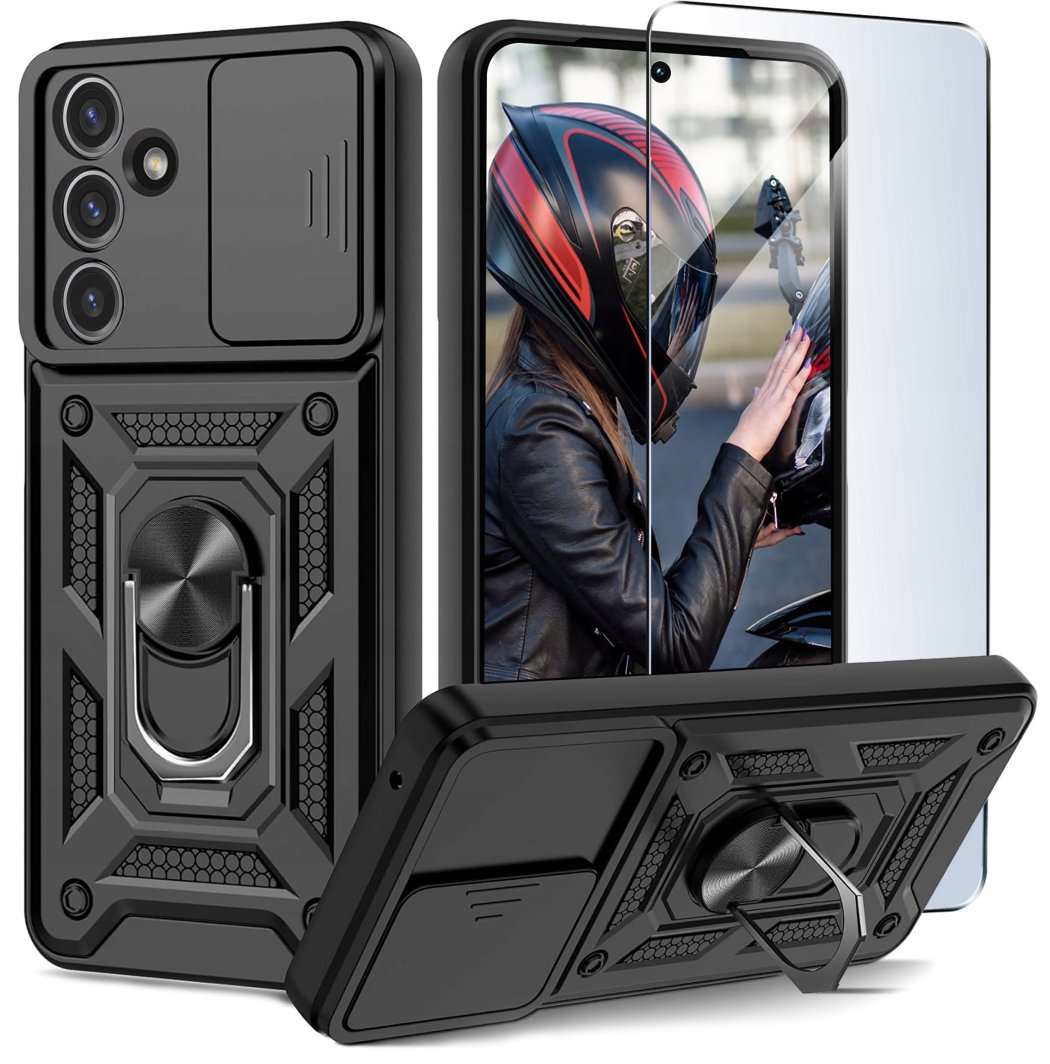 Etui do Samsung Galaxy M35 5G PANCERNE SLIDE RING WZMACNIANE + SZKŁO 9H 1