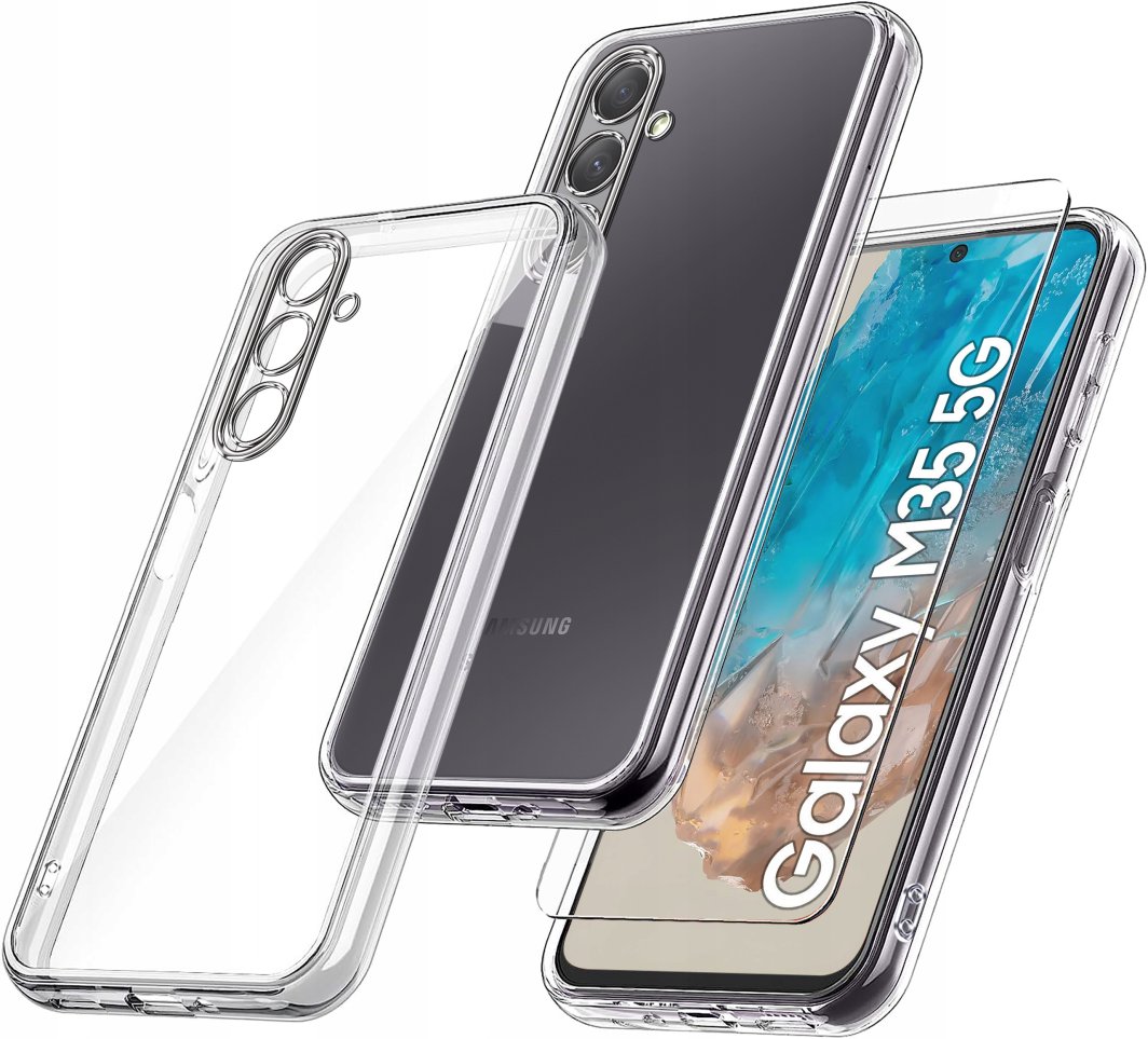 Etui do Samsung Galaxy M35 5G WZMACNIANE 360 CLEAR + Szkło 9H 1