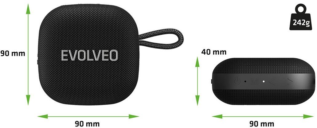 EVOLVEO TopSound, bezdrátový vodotěsný bluetooth reproduktor s rádiem, černý 1