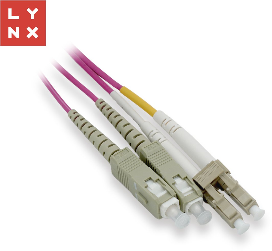 LYNX duplexní patch kabel MM, OM4, LC/SC, 50/125µm, 0,5m 1