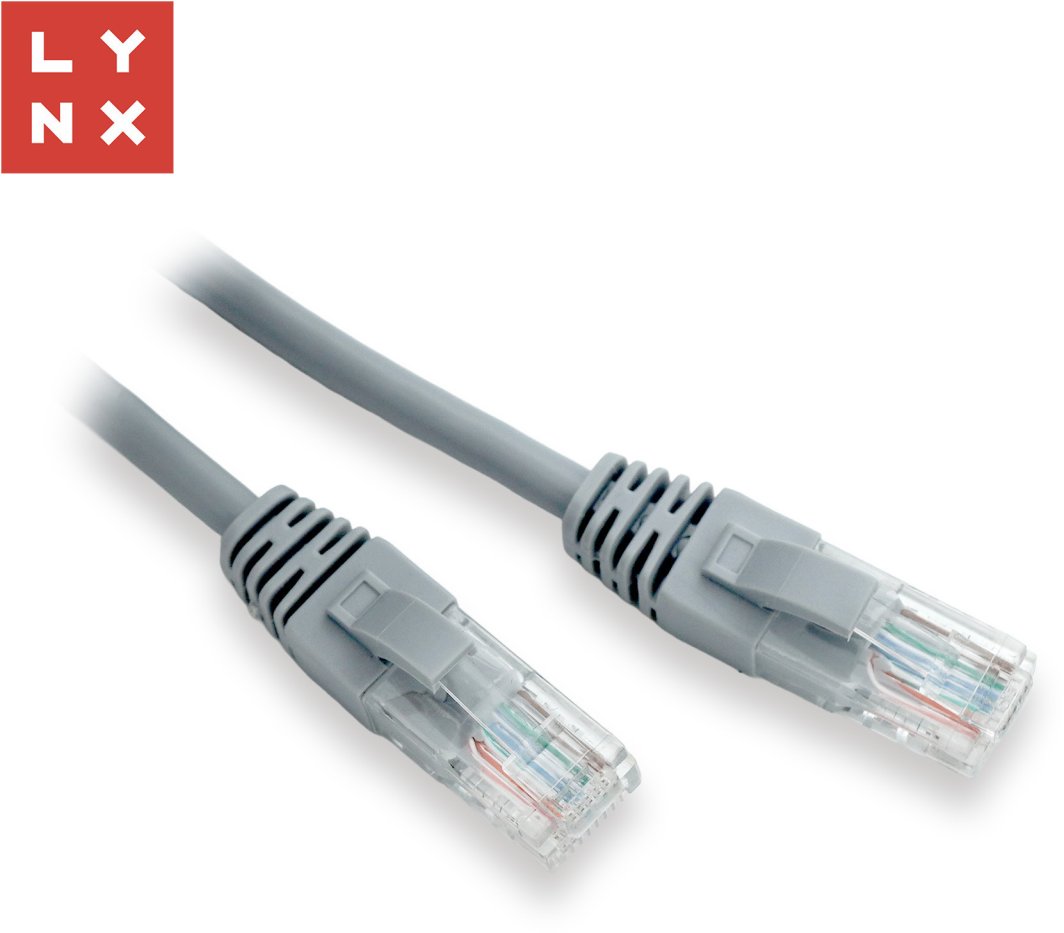 LYNX UTP patch kabel Cat5e, PVC, CCA, 10m, šedý 1
