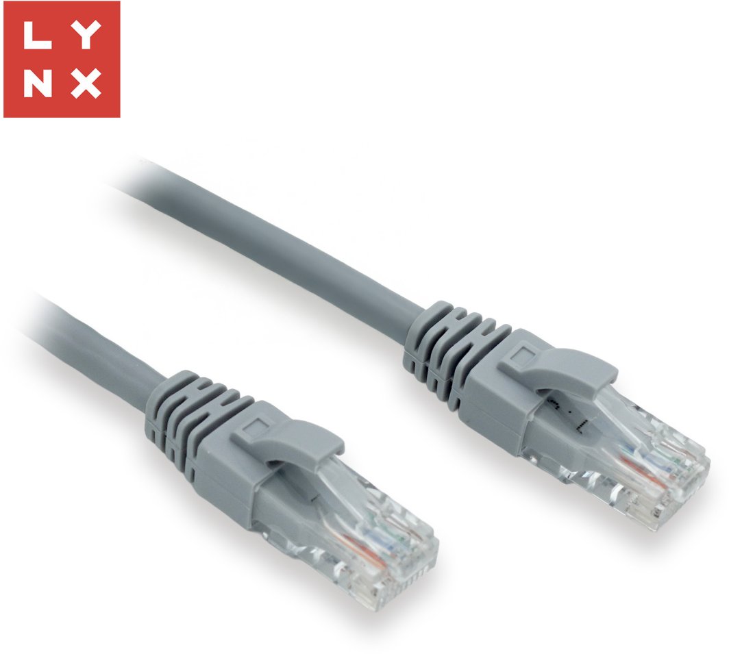 LYNX UTP patch kabel Cat6, PVC, 15m, šedý 1