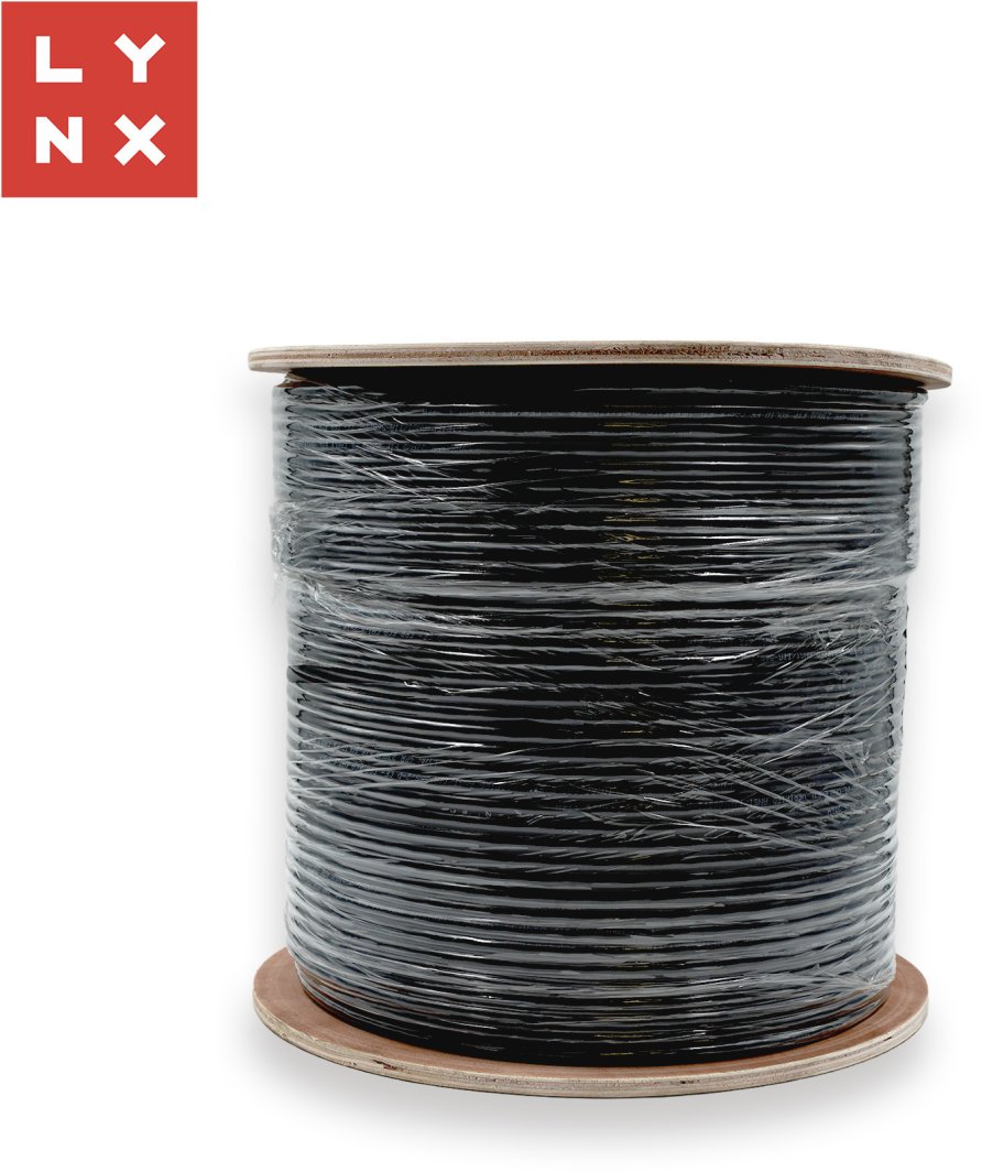 LYNX SFTP kabel, Cat6a, PE, celoměděný, venkovní, černý,  cívka 500m