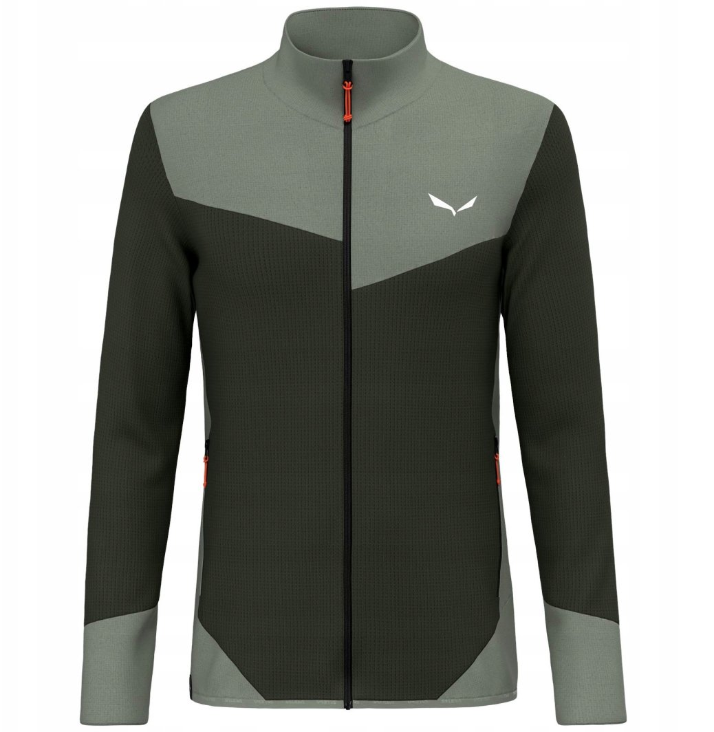Bluza polarowa Salewa Puez Waffle Hyb PL Jacket - olive/shadow 1