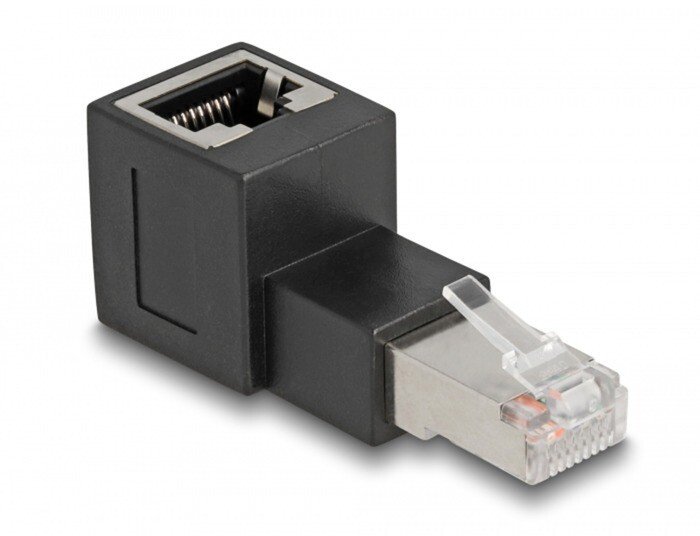 DeLOCK Adapter, złącza RJ45 męskie na RJ45 żeńskie, Cat.6A, zagięty w górę 90° 1