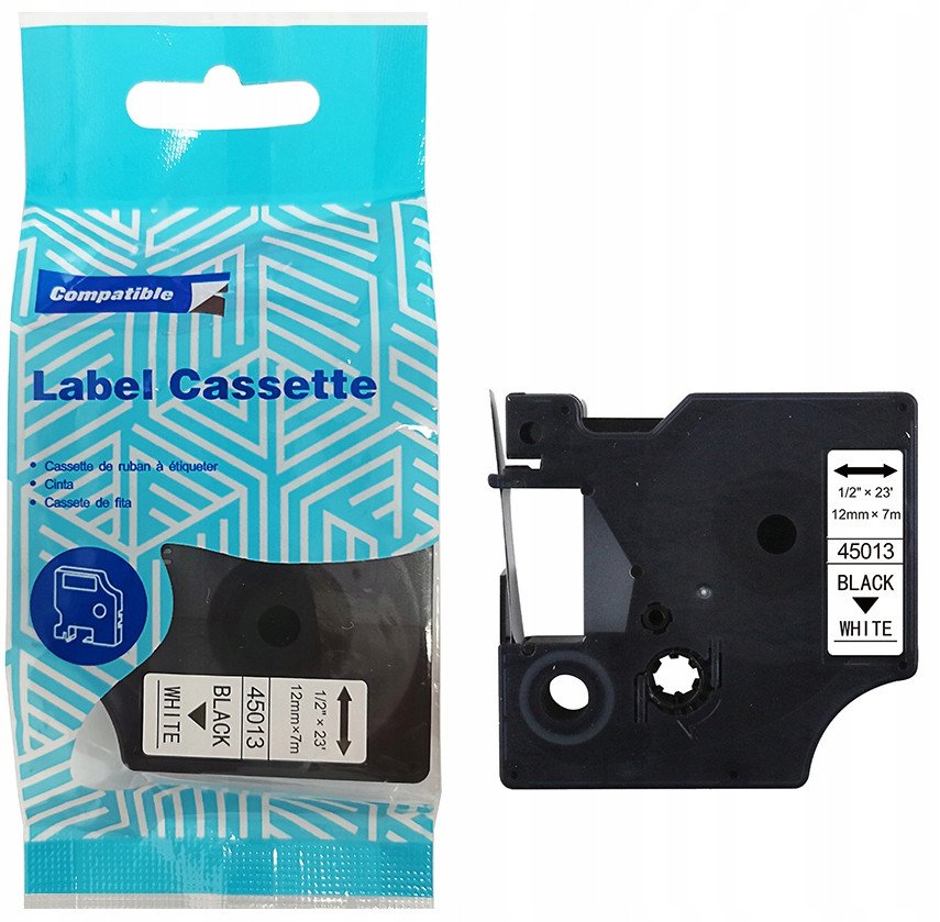 Taśma DYMO D1 45013 12mm x 7m S0720530 czarny na białym zamiennik 1