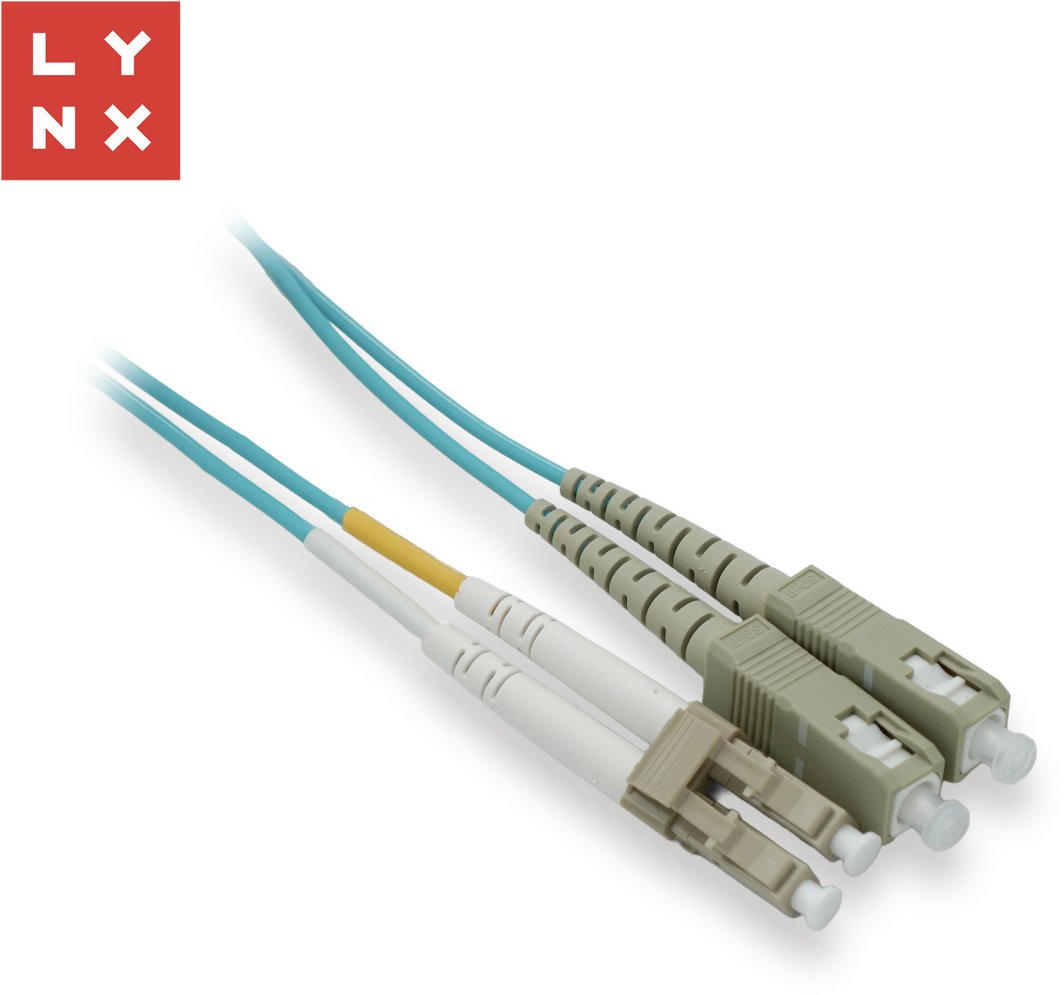 LYNX duplexní patch kabel MM, OM3, LC/SC, 50/125µm, 15m
