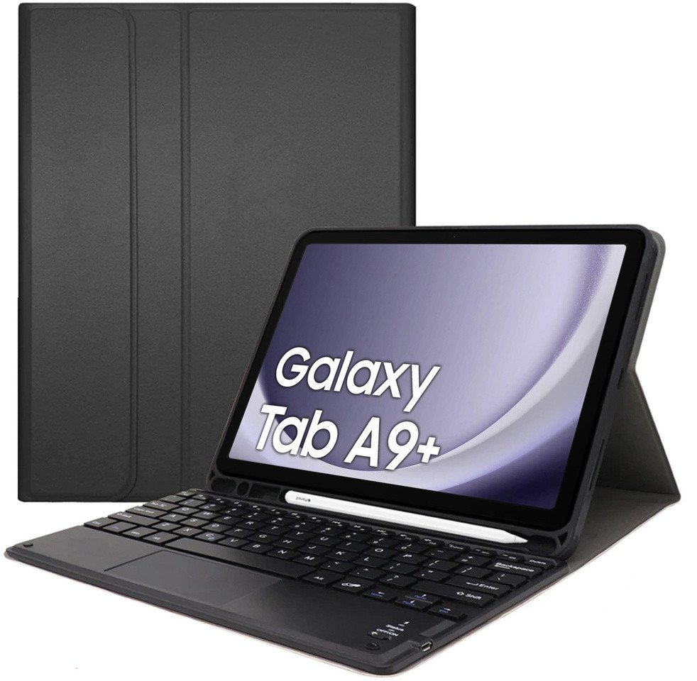 Etui z klawiaturą Bluetooth touchpad do Galaxy Tab A9 Plus (Czarne) 1