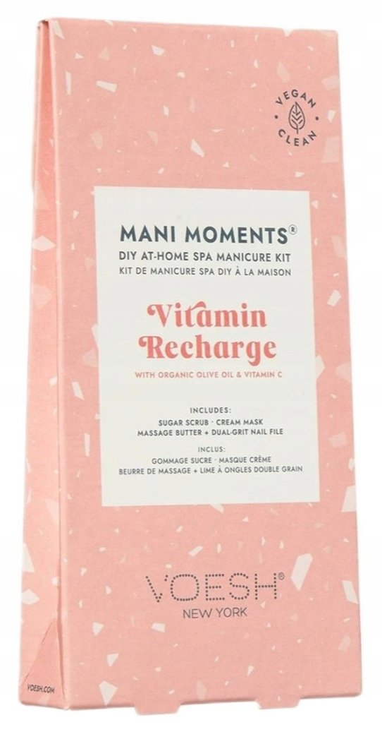 VOESH_SET Mani Moments Vitamin Recharge zestaw do manicure peeling cukrowy + maska kremowa + masło do masażu + pilnik do paznokci 1