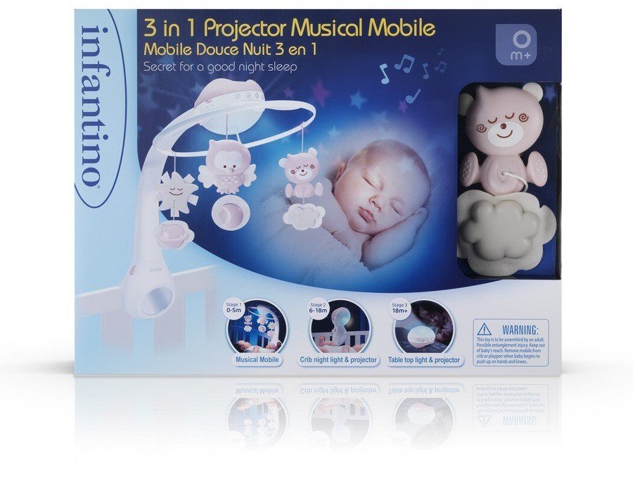 Infantino Muzyczna karuzelka 3w1 pudrowy róż B-kids