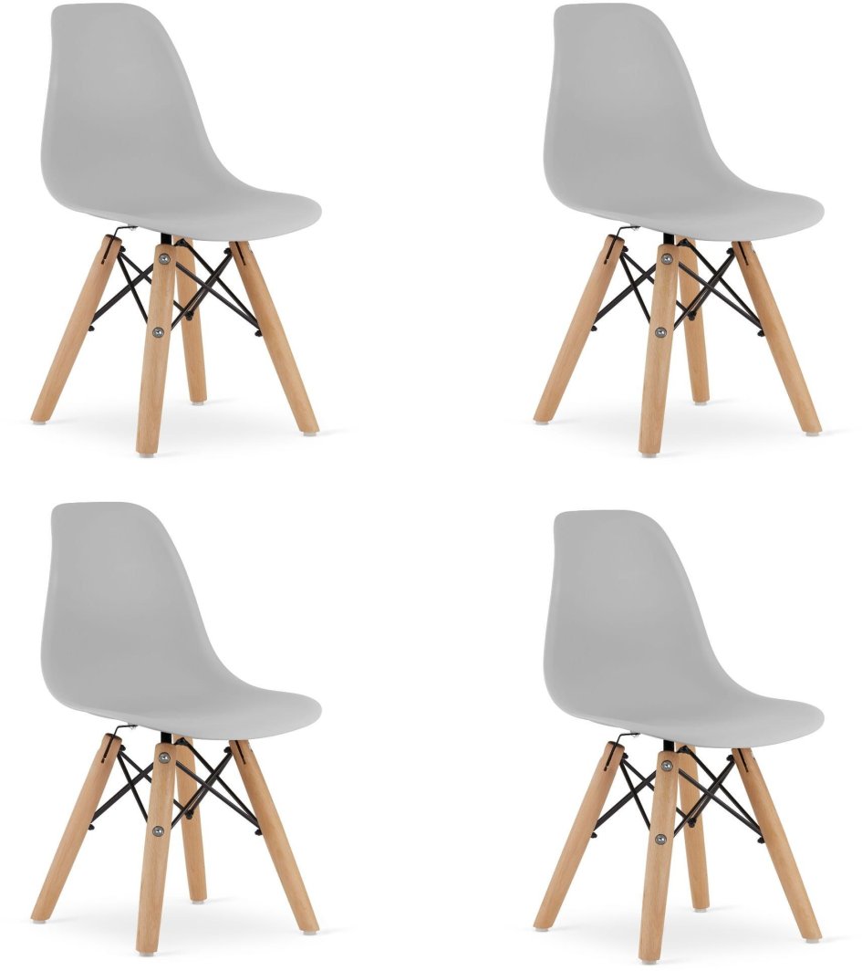 Krzesło szare skandynawskie ZUBI dla dzieci 4 szt. loft do pokoju 1