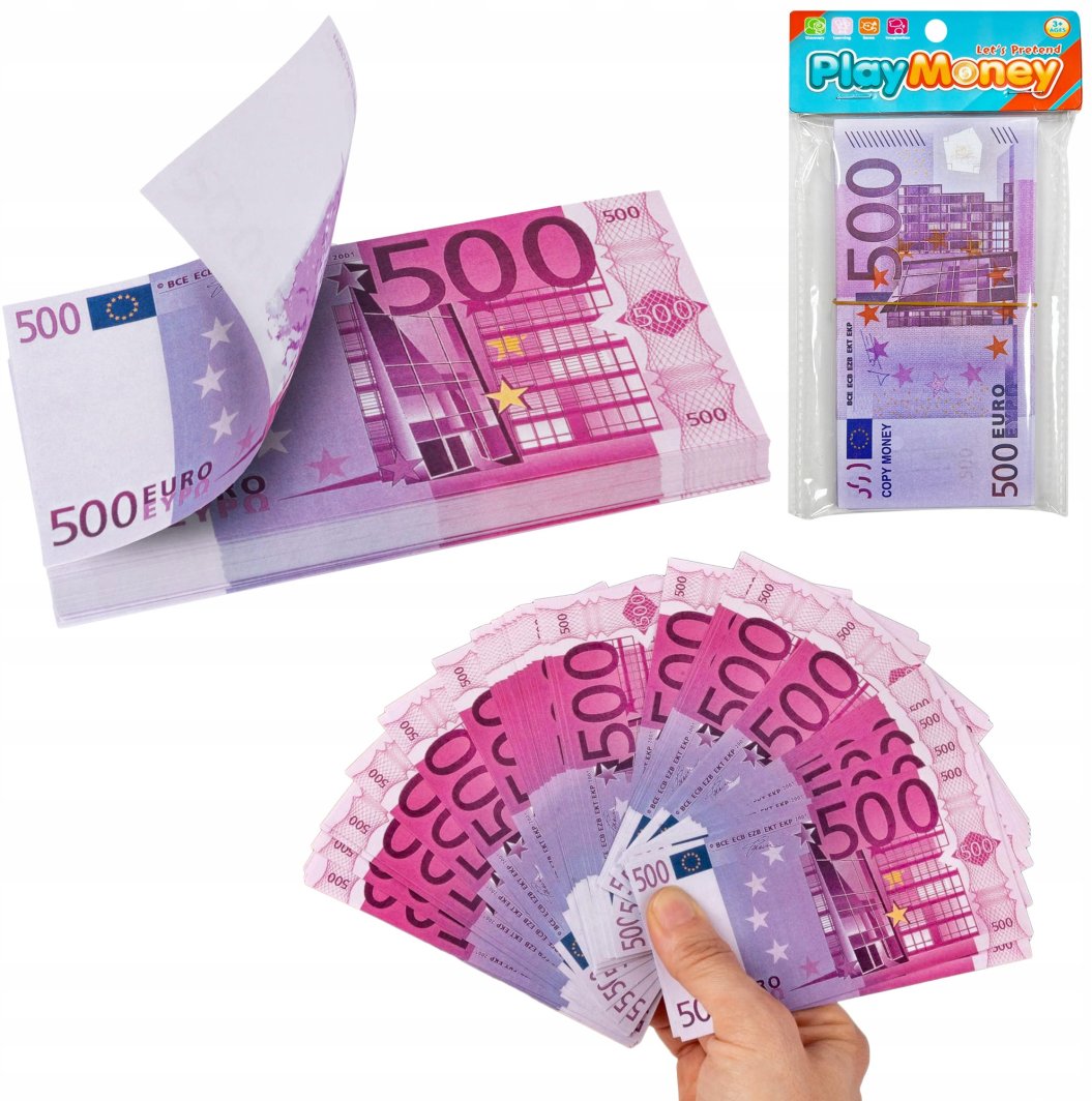 Banknoty zabawkowe pieniądze 500 euro 1