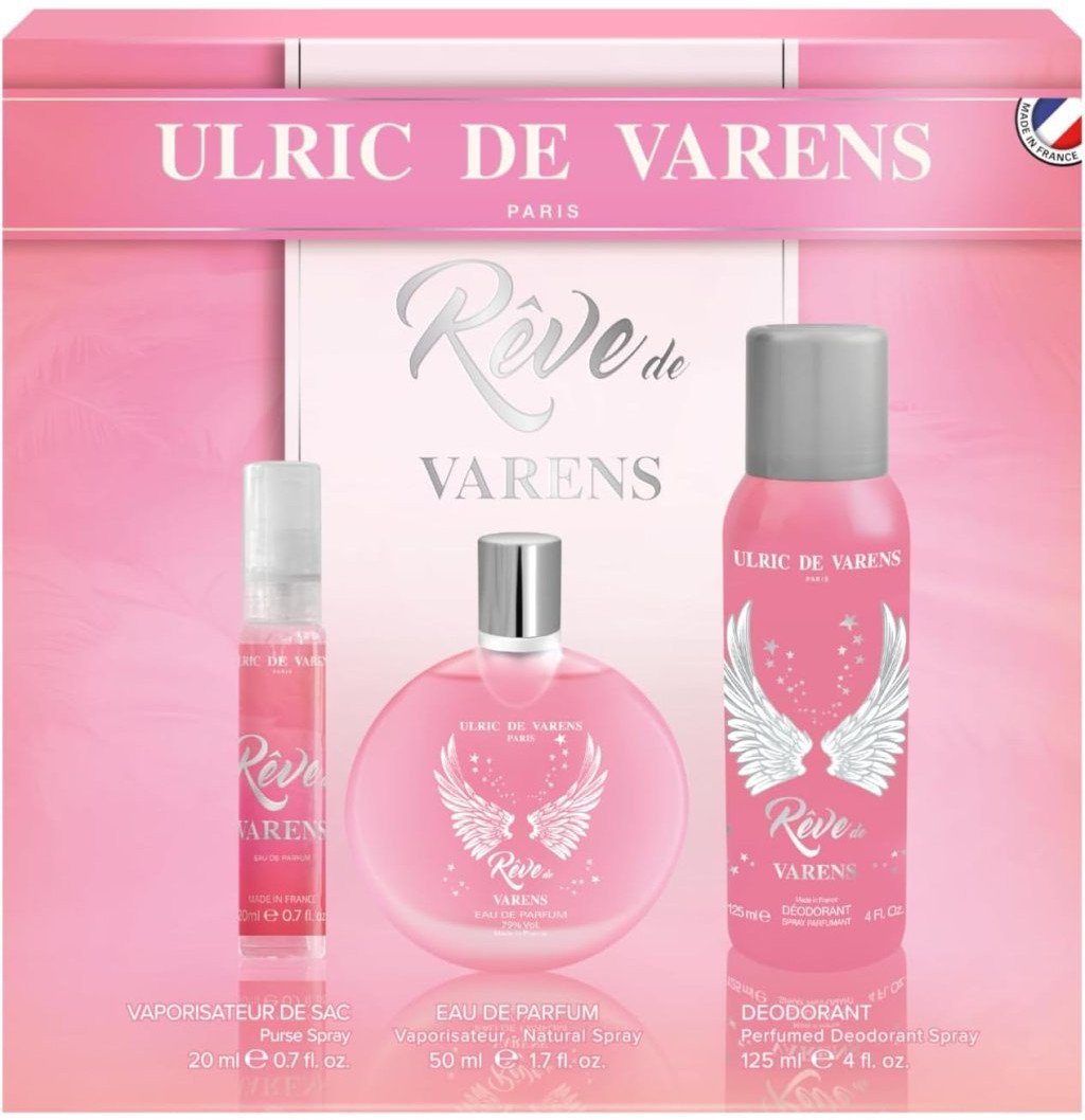 Set Ulric De Varens: Reve De Varens, Eau De Parfum, For Women, 50 ml + Reve De Varens, Eau De Parfum, For Women, 20 ml + Reve De Varens, Deodorant Spray, For Women, 125 ml For Women 1