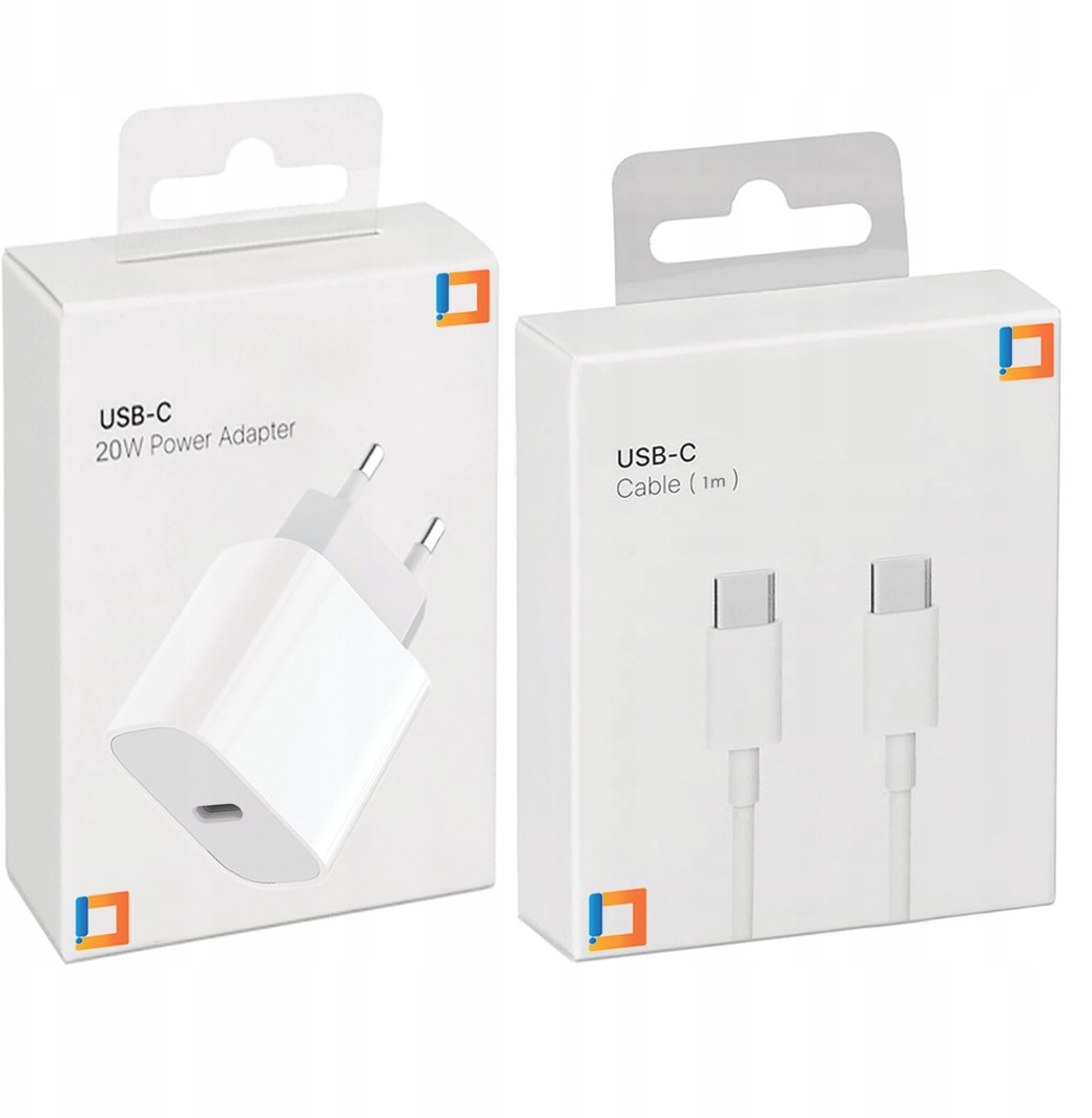 SZYBKA ŁADOWARKA KOSTKA USB-C 20W USB TYP C + KABEL DO IPHONE 15 16 PRO 1M 1