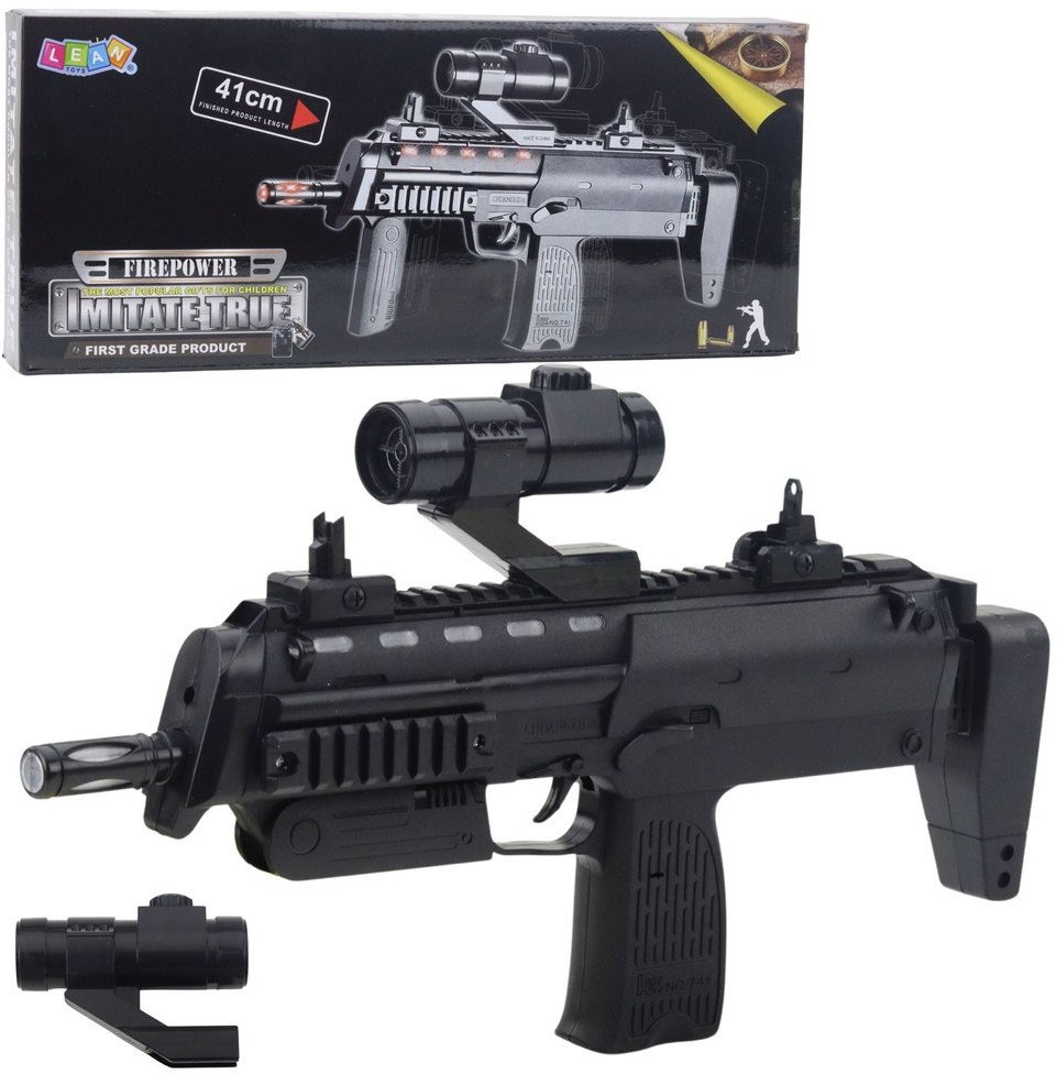 Karabin Zabawkowy Broń Światła Dźwięki Celownik Czarny 41cm LEAN Toys