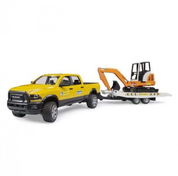 BRUDER Auto Dodge RAM 2500 Service z przyczepką i mini koparką 1