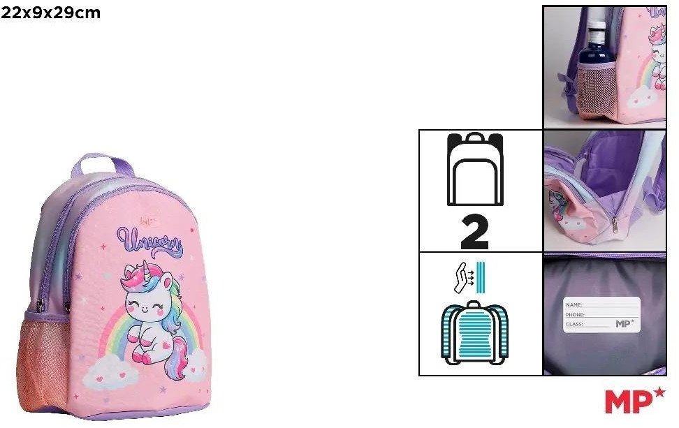 Plecak dwukomorowy Jednorożec różowy 22x9x29cm 1