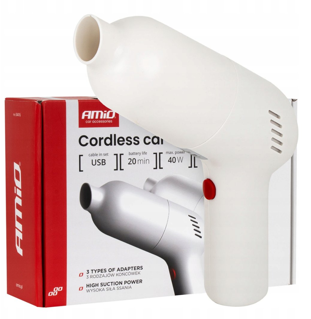 Odkurzacz samochodowy bezprzewodowy 40w 4,5kpa usb-c vc-07 hepa amio-04415 1