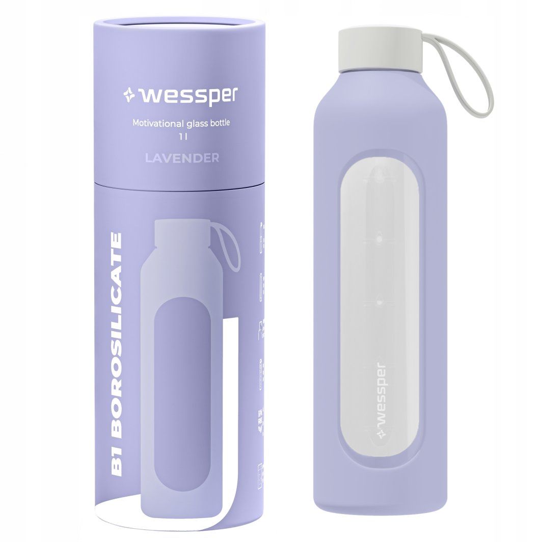 Szklana butelka Wessper B1 Borosilicate 1000ml Lavender  (WES260-VI-NEW) 1