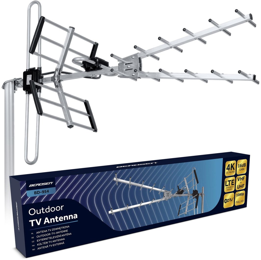Antena zewnętrzna kierunkowa TV ultra HD 4K Berdsen BD-954 EDUKAMP 1