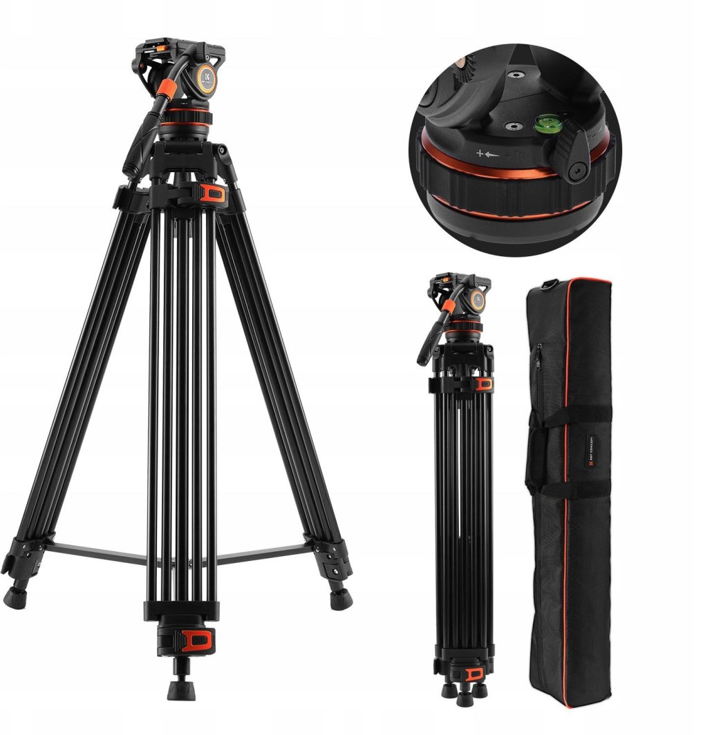 Profesjonalny Statyw Filmowy do Filmowania VIDEO Głowica Olejowa K&F 192cm / KF09.147 1