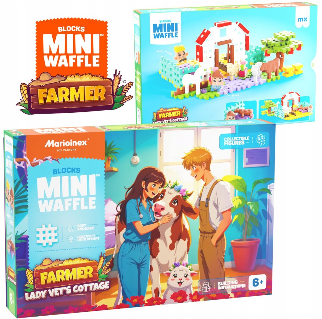 Marioinex Mini Waffle Farmer Domek Pani Weterynarz 110 el 1