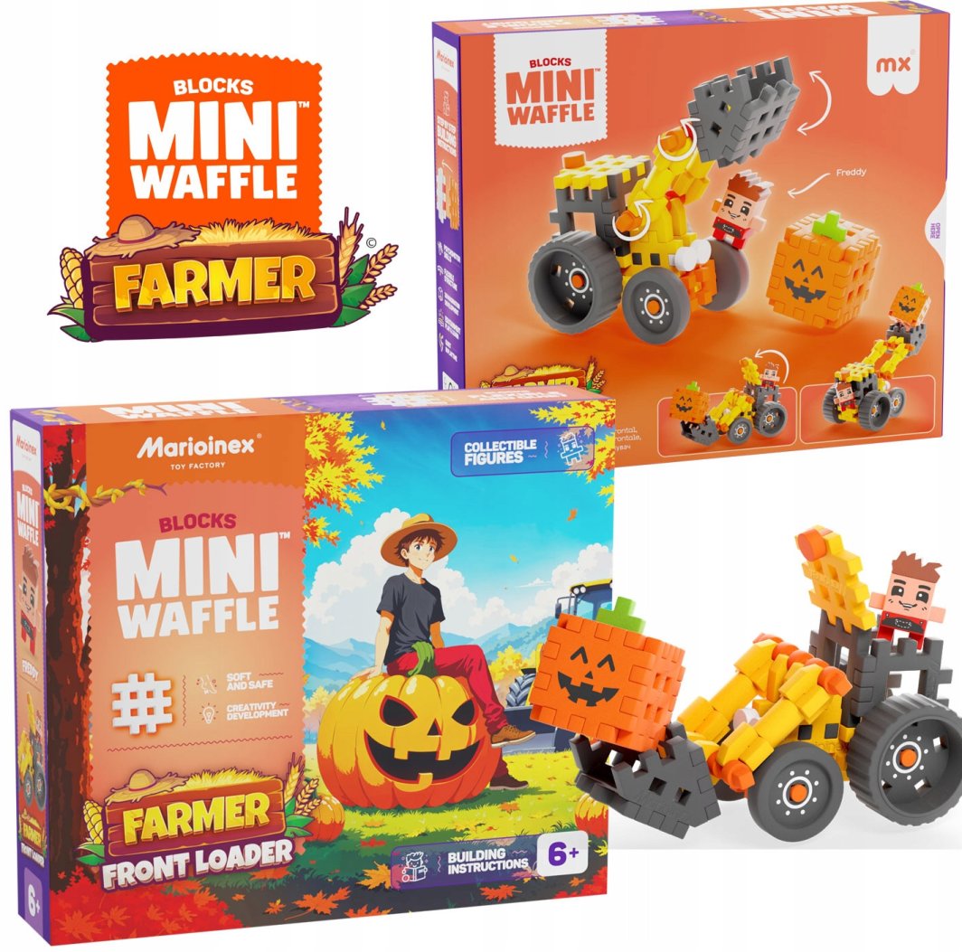 Marioinex Mini Waffle Farmer Koparka 50 elementów 1