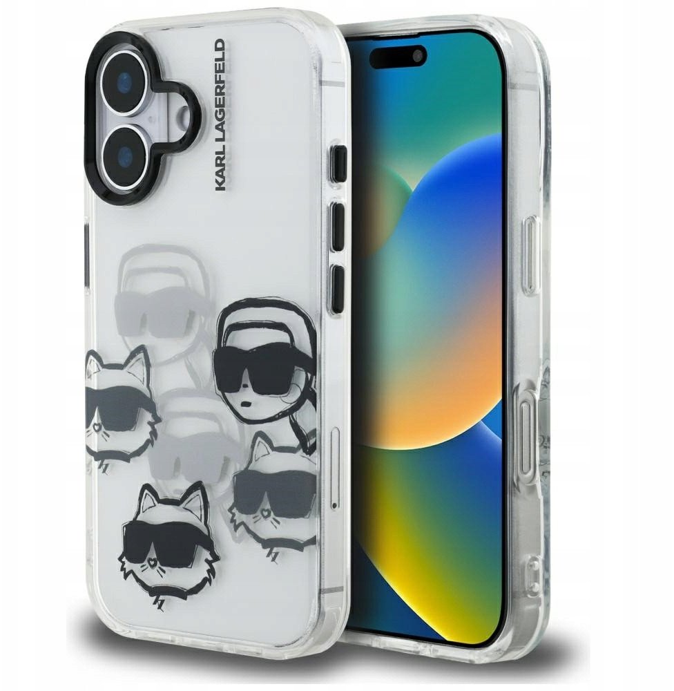 Etui Karl Lagerfeld IML Multi K&C Head Pattern do iPhone 16 przezroczysty 1
