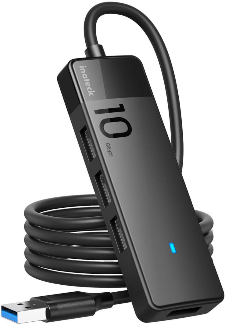 Inateck USB Hub 1m Kabel, 4 USB-A-Anschlüsse USB 3.2 Gen 2 1
