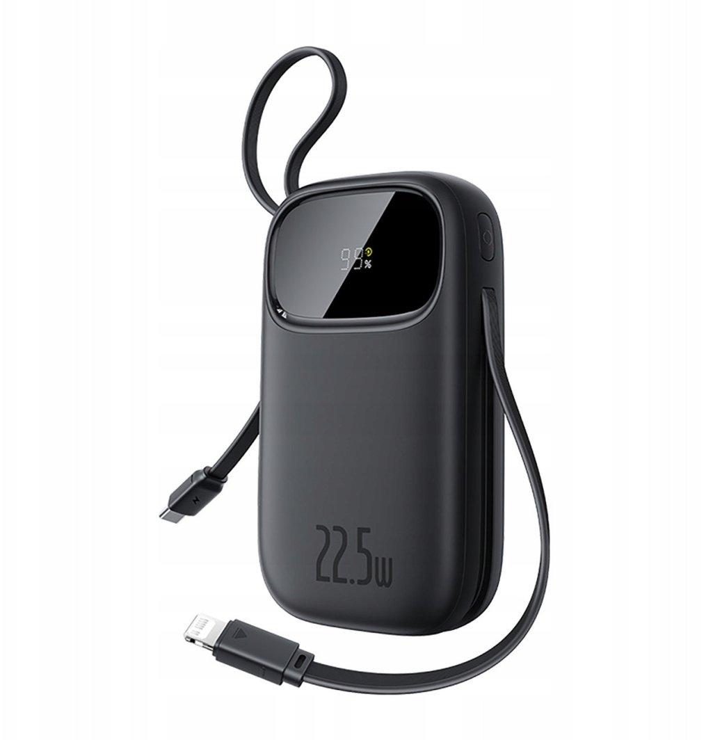 Powerbank Baseus EnerFill FC31 20000mAh 22.5W z wyświetlaczem cyfrowym i 2 wbudowanymi kablami (USB-C + Lightning) - czarny 1