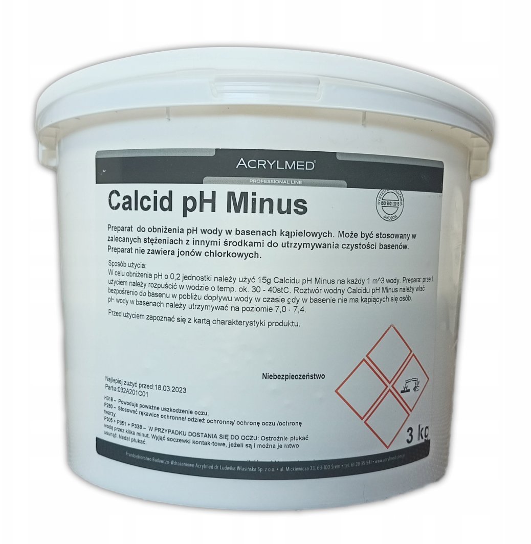 ACRYLMED Calcid Minus 3kg - proszek do obniżania odczynu pH wody 1