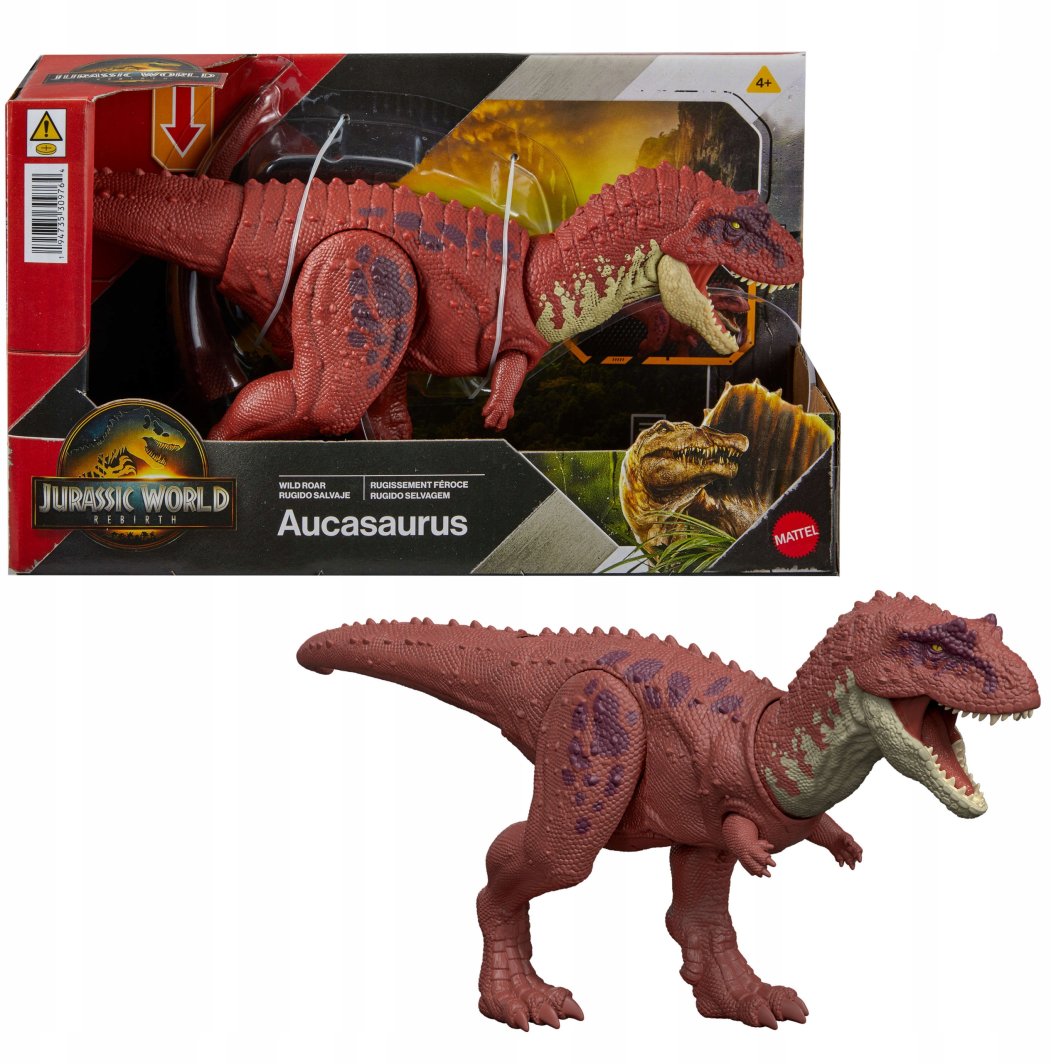 Figurka Mattel Jurassic World Rebirth Aucasaurus Ryczący dinozaur (JGB88) 1