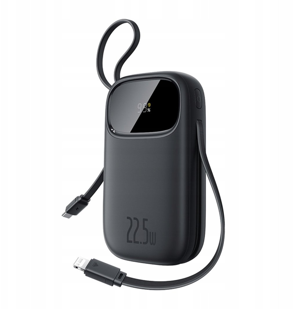 Powerbank Baseus EnerFill FC31 10000mAh 22.5W z wyświetlaczem cyfrowym i 2 wbudowanymi kablami (USB-C + Lightning) - czarny 1